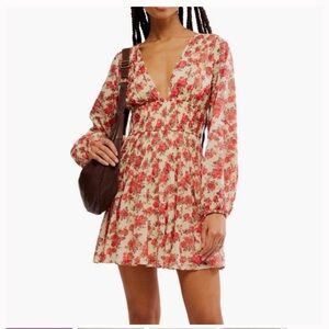 Free People Brand New Floral Long Sleeve Dress